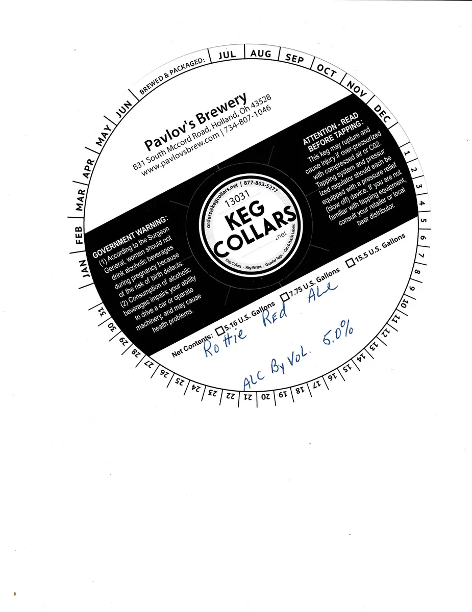 Rottie Red Ale label art — PAVLOV'S BREWERY