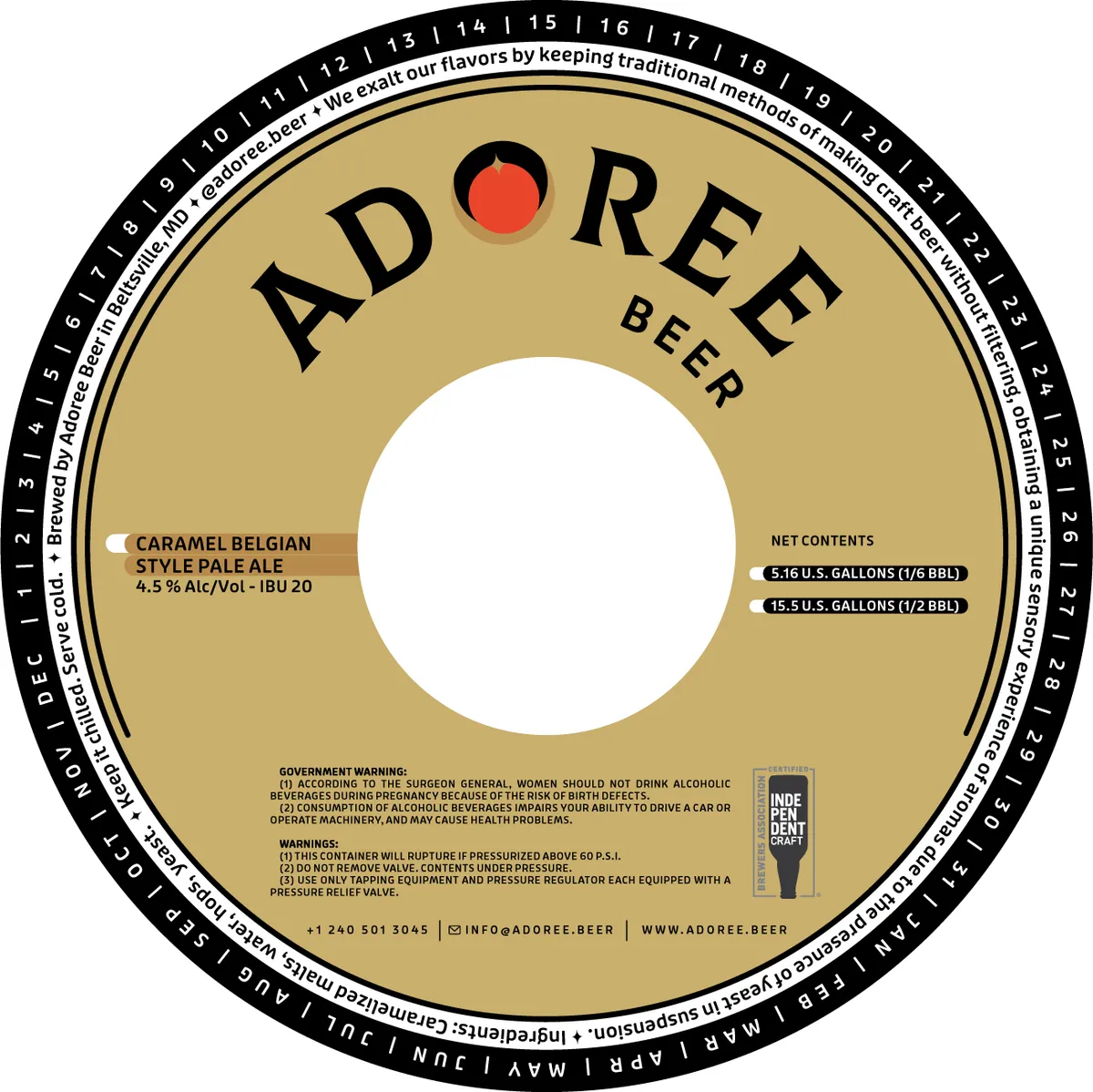 Caramel Belgian Style Pale Ale — full label as filed with TTB