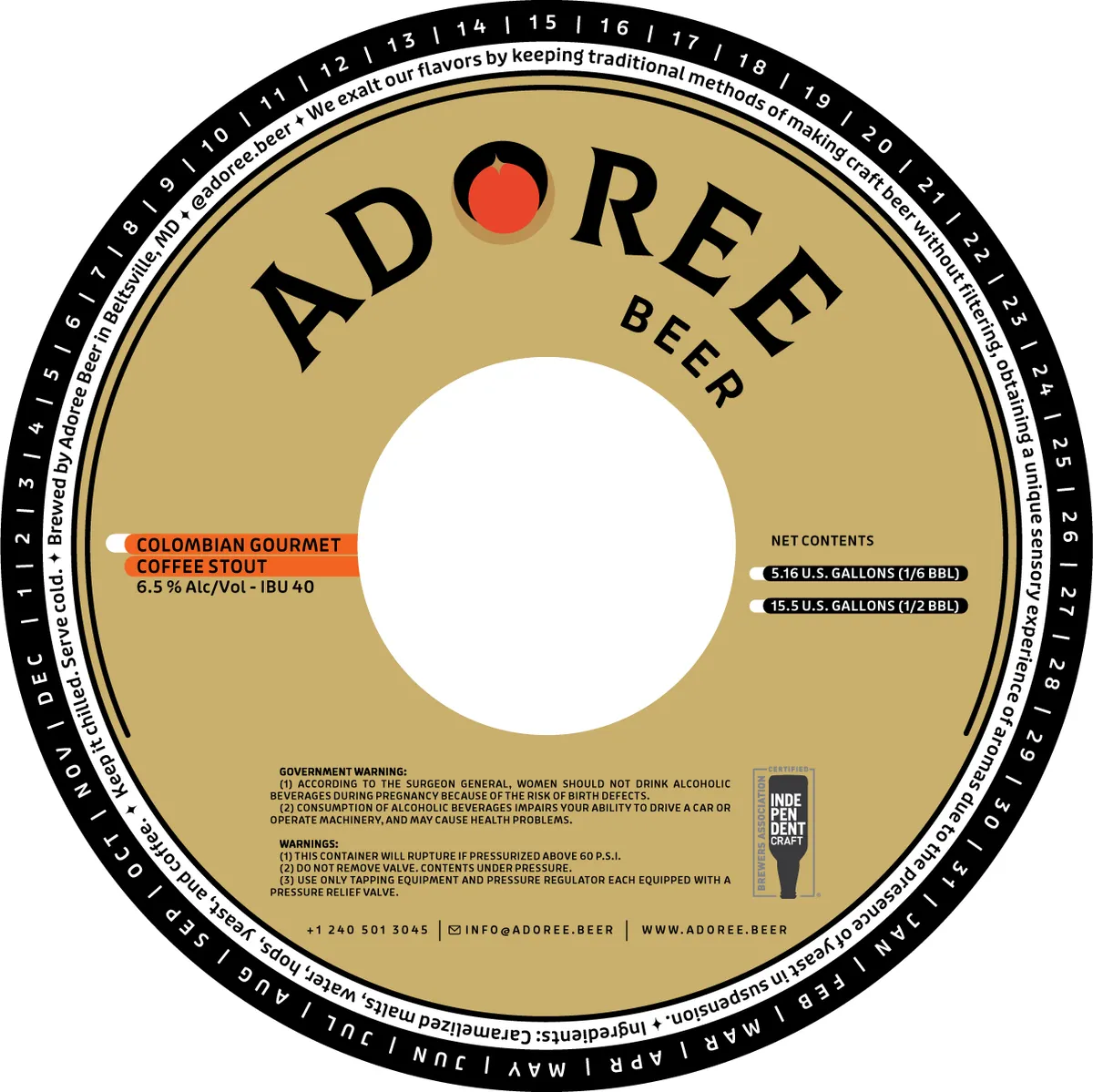 Colombian Gourmet Coffee Stout — full label as filed with TTB