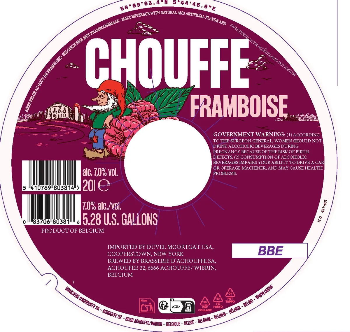 Chouffe Framboise — full label as filed with TTB