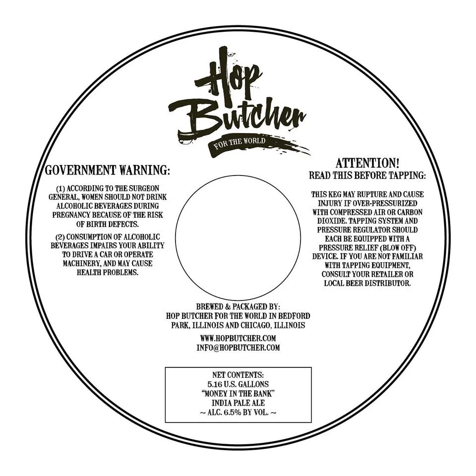 Money In The Bank — full label as filed with TTB