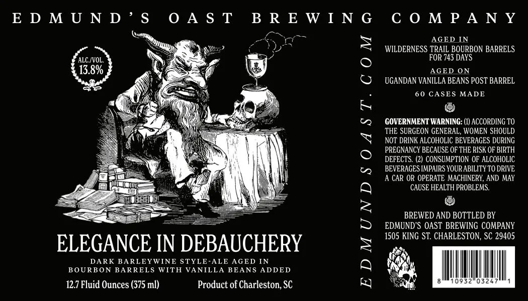 Elegance in Debauchery label art — EDMUND'S OAST BREWING COMPANY