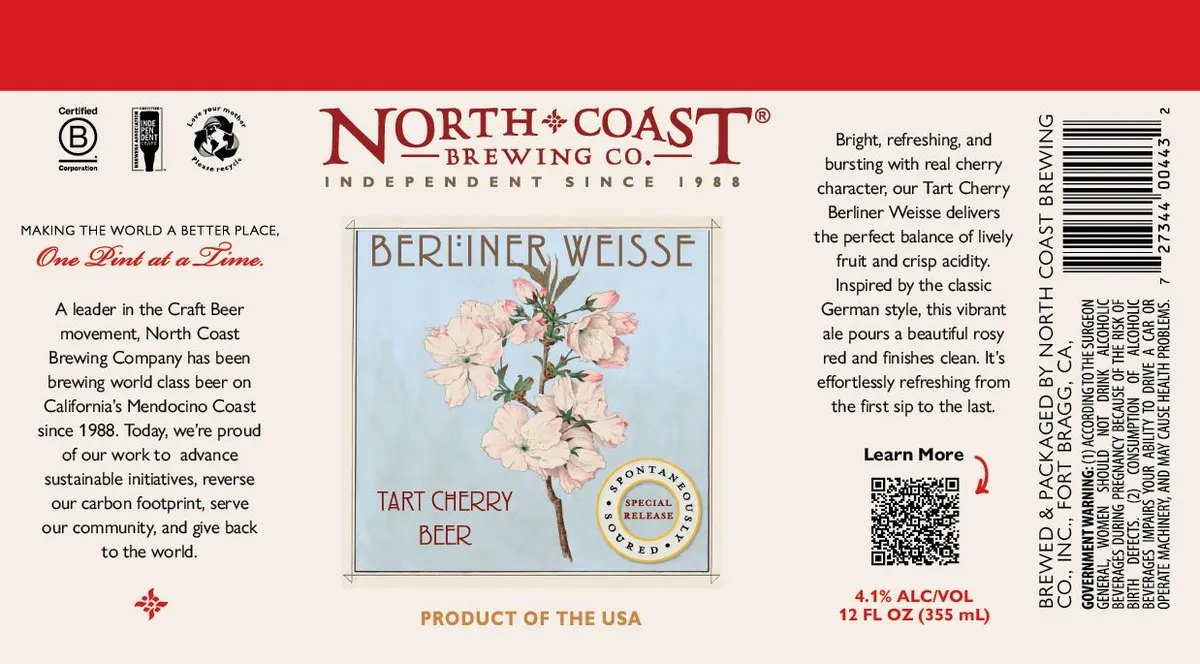 Tart Cherry Berliner Weisse label art — NORTH COAST BREWING CO. INC.