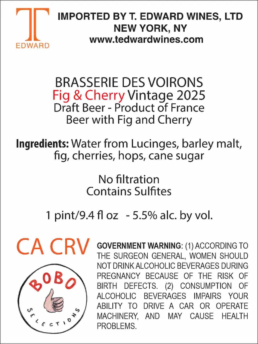 Fig & Cherry Vintage 2025 — full label as filed with TTB