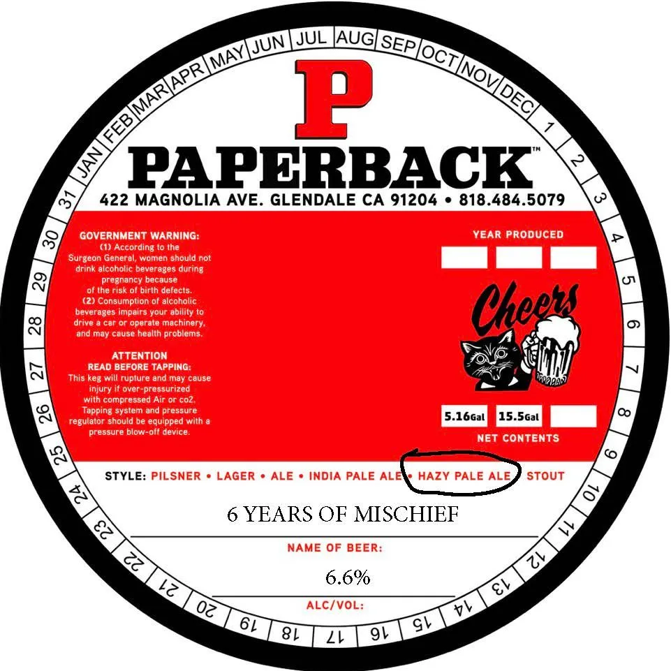 6 Years of Mischief — full label as filed with TTB