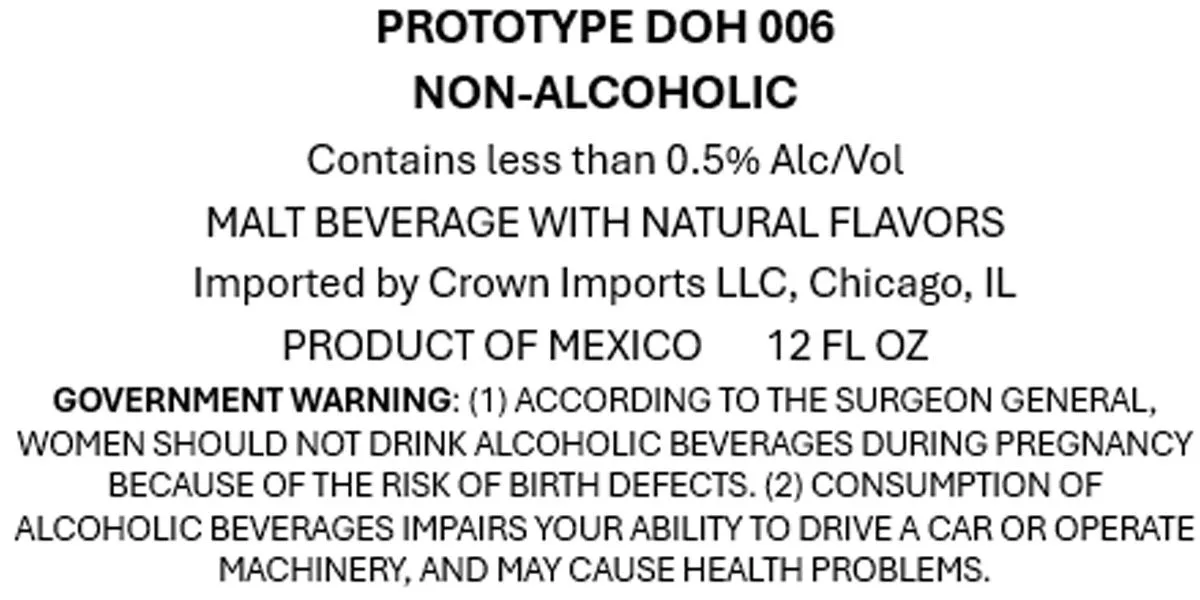 Prototype Doh 006 label art — CROWN IMPORTS LLC
