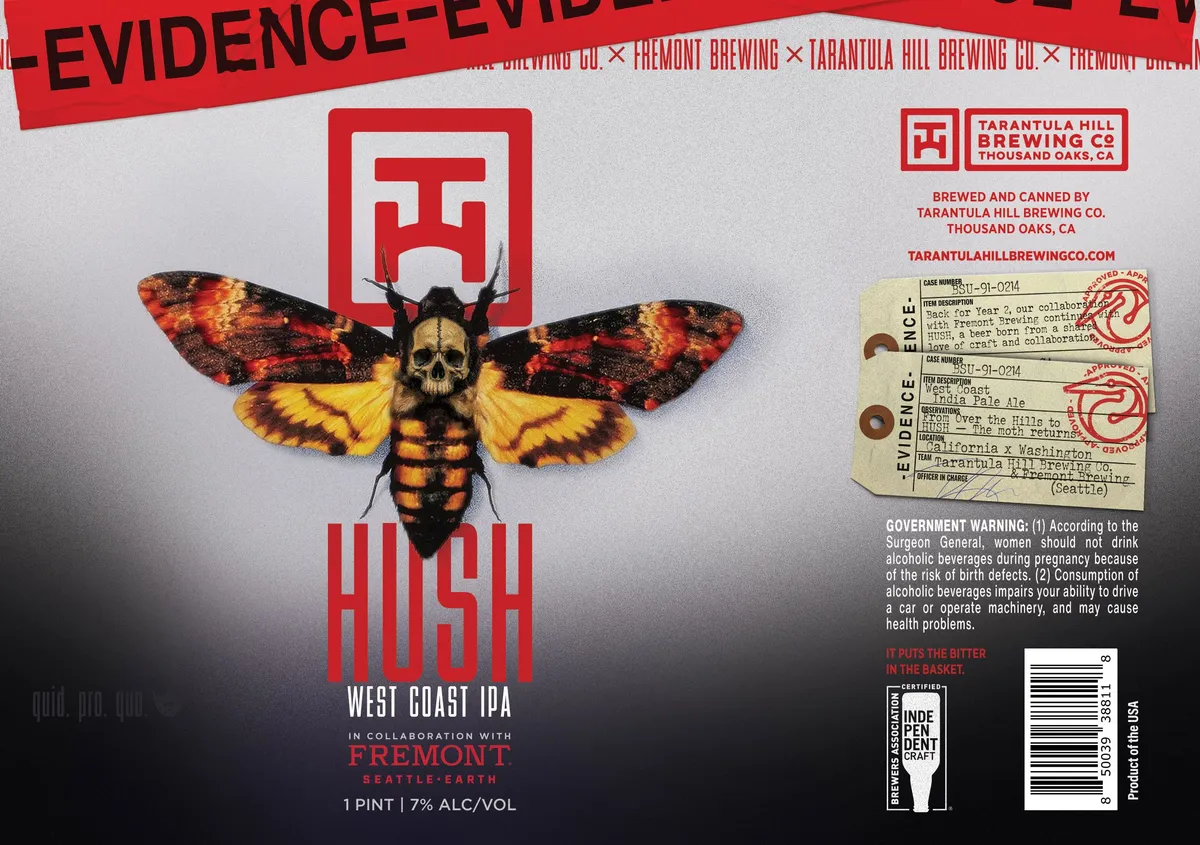 Hush West Coast IPA label art — HUSH WEST COAST IPA