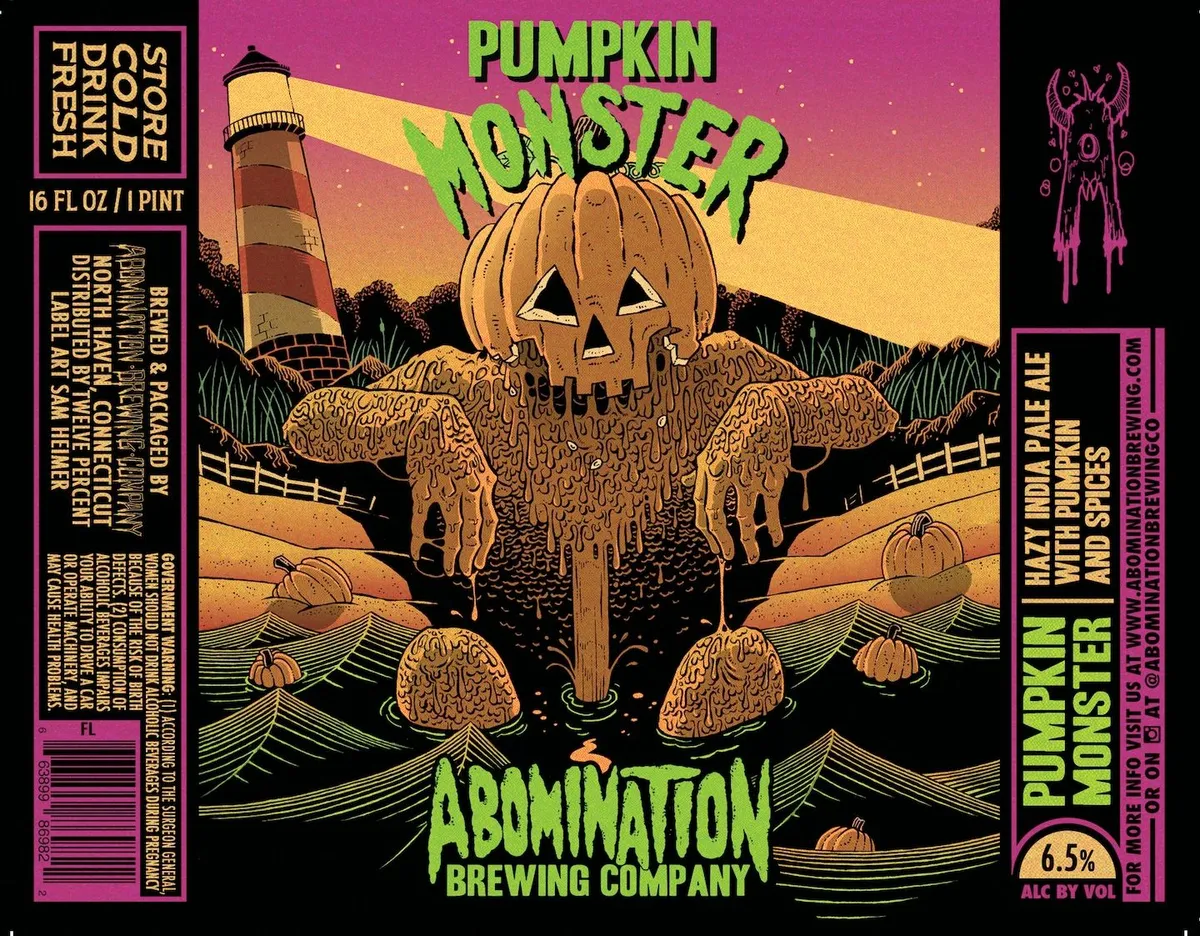 Pumpkin Monster label art — ABOMINATION BREWING COMPANY