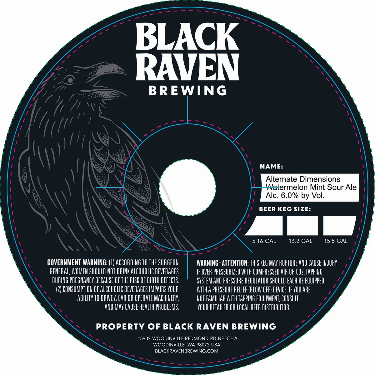 Alternate Dimensions Watermelon Mint Sour label art — BLACK RAVEN