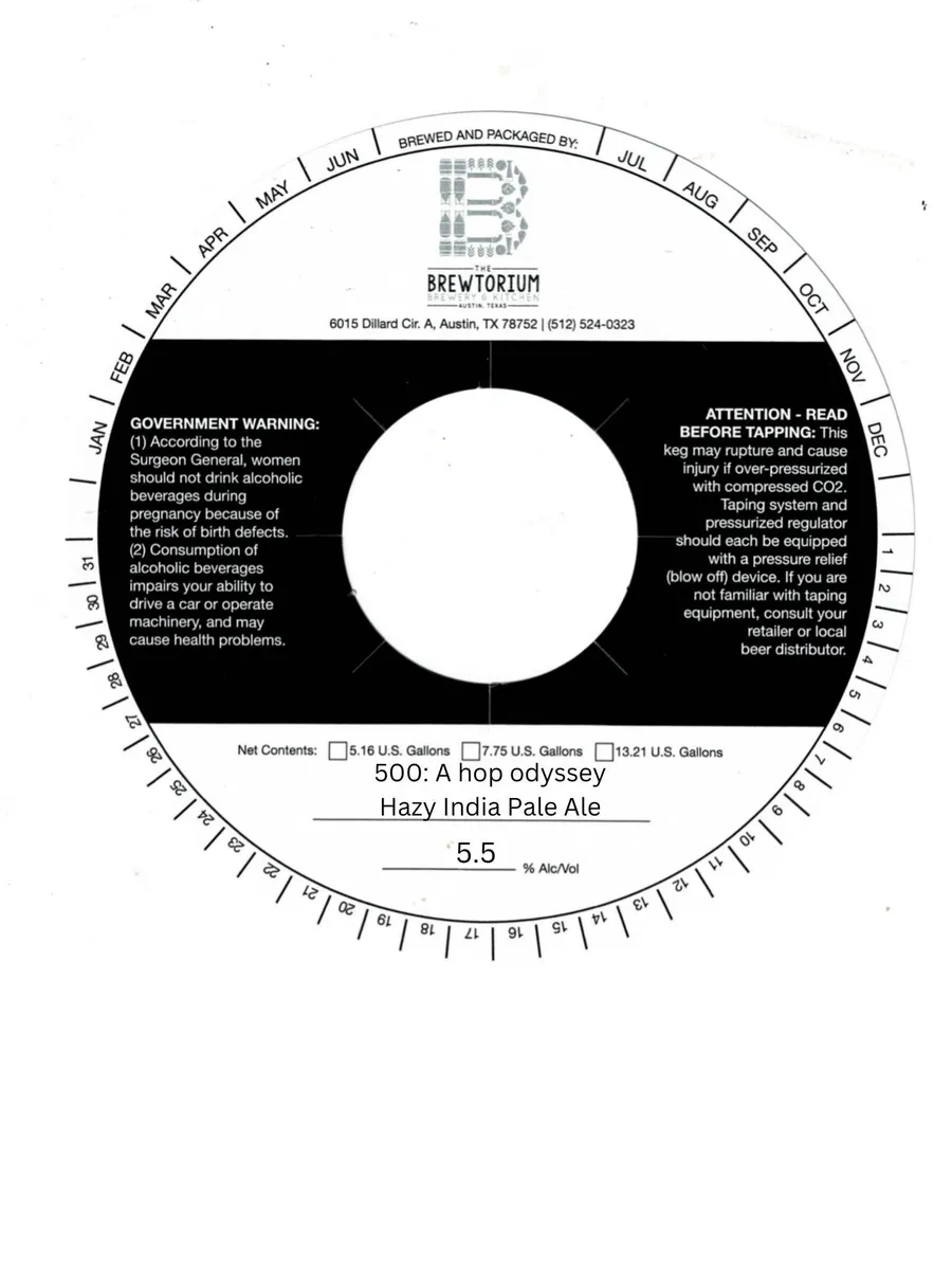 500: A Hop Odyssey — full label as filed with TTB