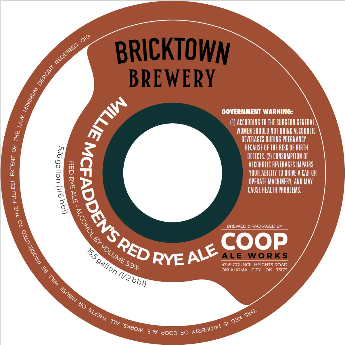 Millie McFadden's Red Rye Ale — full label as filed with TTB