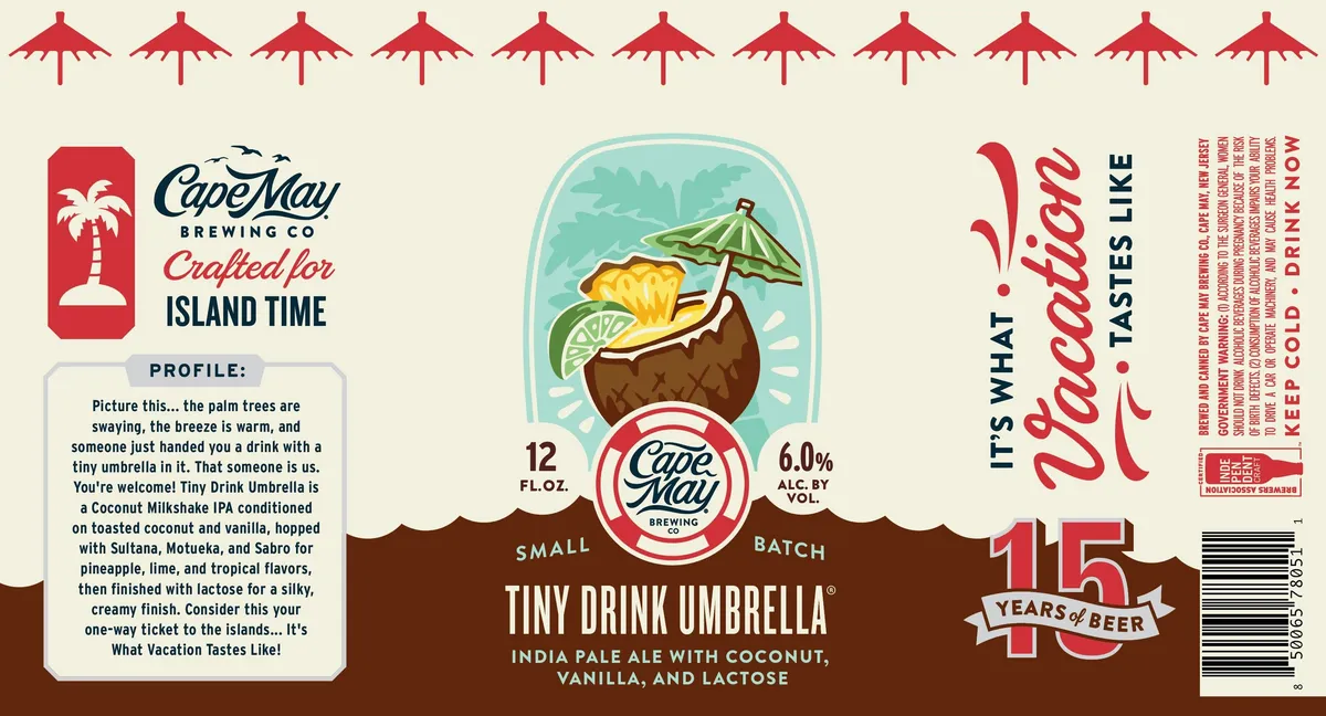 Tiny Drink Umbrella label art — CAPE MAY BREWING CO.