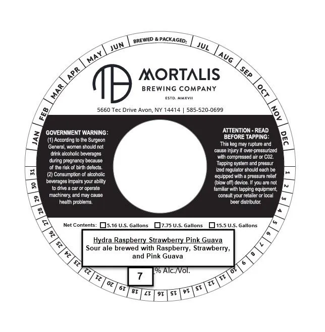 Hydra Raspberry Strawberry Pink Guava — full label as filed with TTB