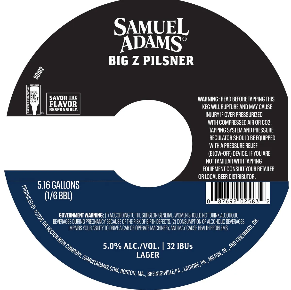 Big Z Pilsner — full label as filed with TTB