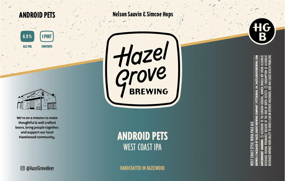 Android Pets label art — HAZEL GROVE BREWING COMPANY