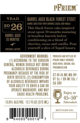 Barrel Aged Black Forest Stout label