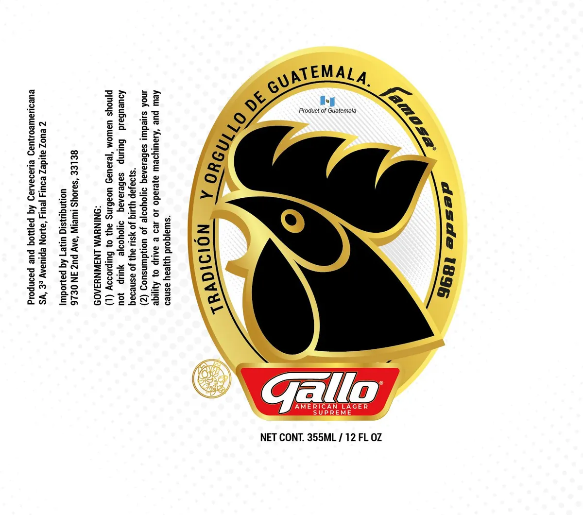 Gallo American Lager Supreme label art — AMERICAN LAGER SUPREME