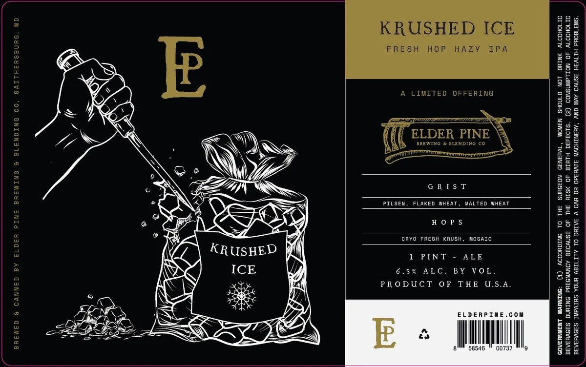 Krushed Ice label art — ELDER PINE BREWING & BLENDING CO
