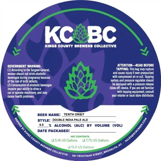 Tenth Orbit — full label as filed with TTB