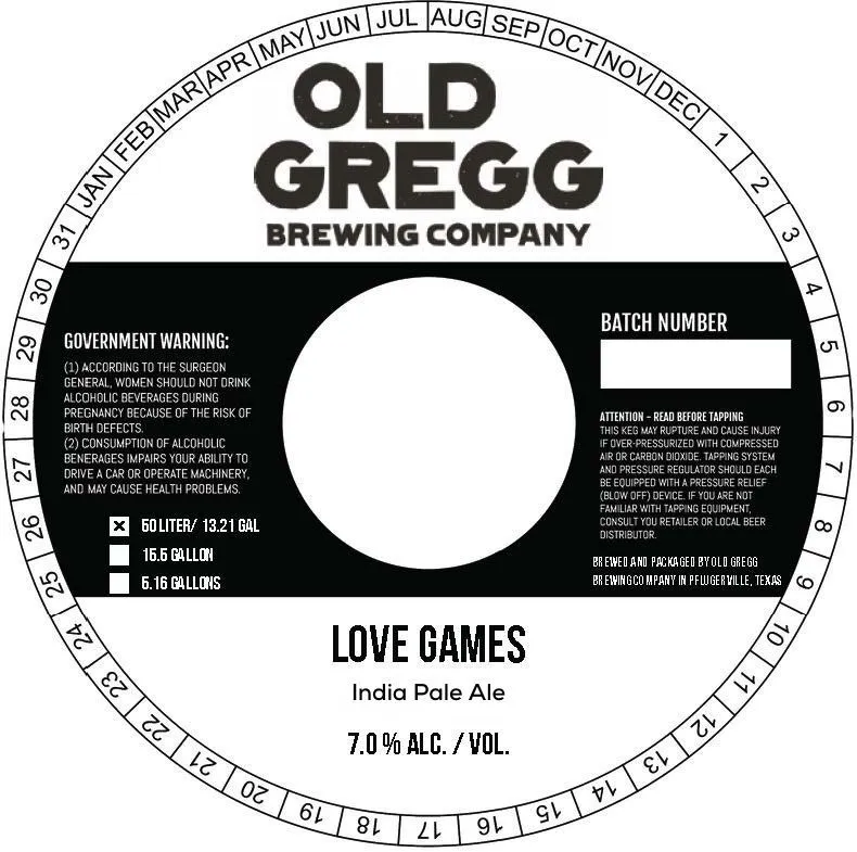 Love Games — full label as filed with TTB