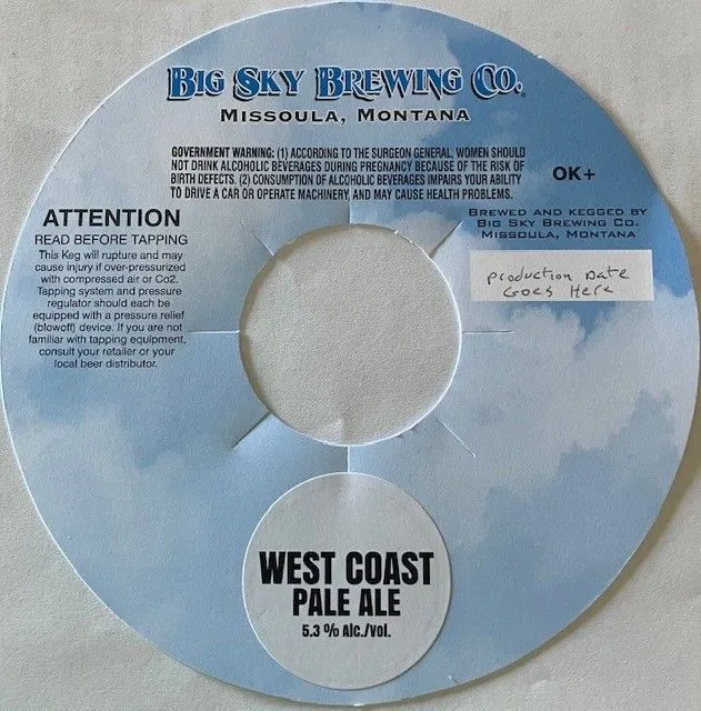 West Coast Pale Ale — full label as filed with TTB