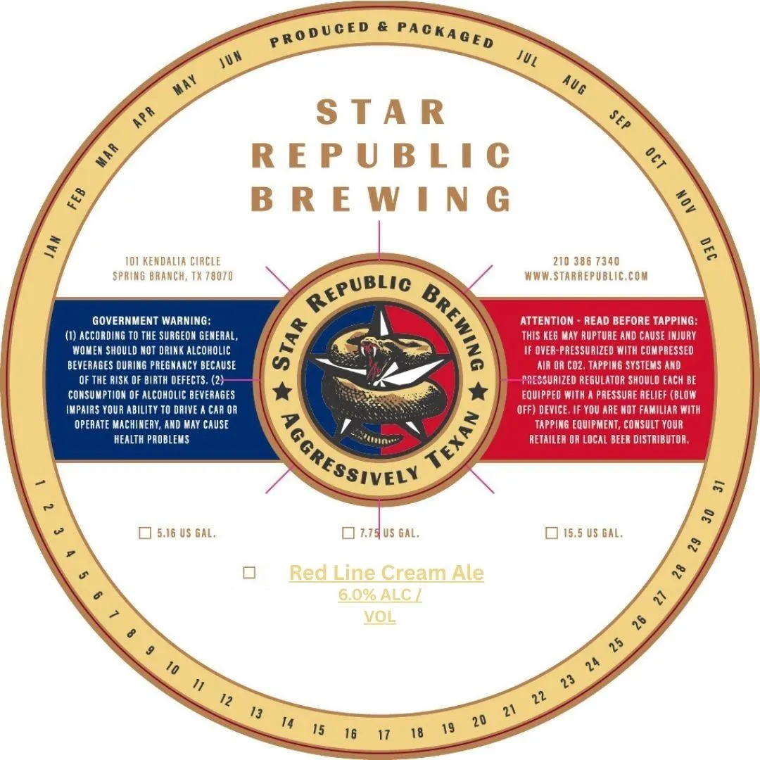 Red Line Cream Ale — full label as filed with TTB