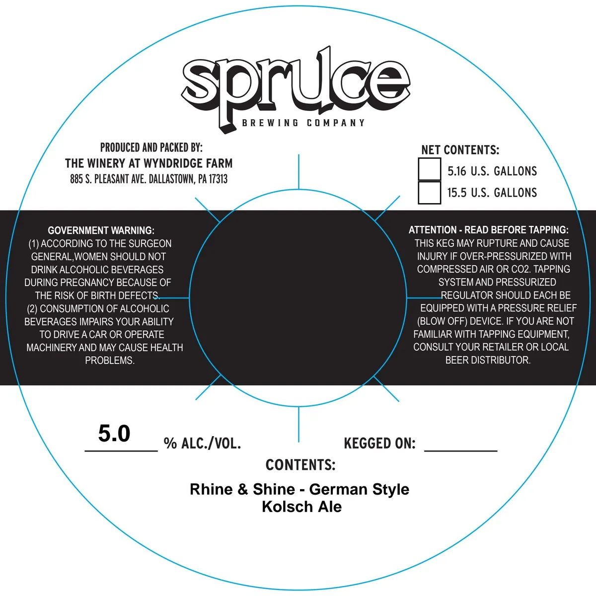 Rhine & Shine - German Style Kolsch Ale label art — SPRUCE BREWING COMPANY