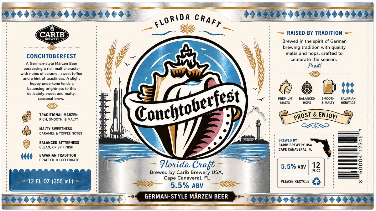 Conchtoberfest label art — CARIB BREWERY USA