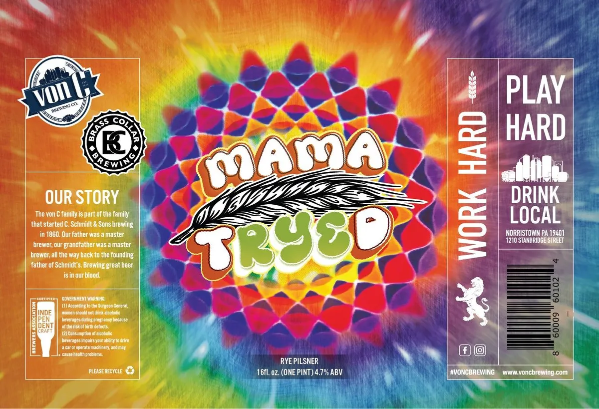 Mama Tryed Rye Pilsner label art — VON C BREWING