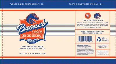 Bronco Lager Beer label
