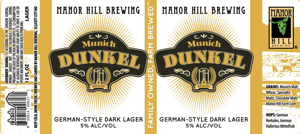 Munich Dunkel label art — MANOR HILL BREWING
