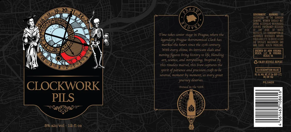 Clockwork Pils — full label as filed with TTB