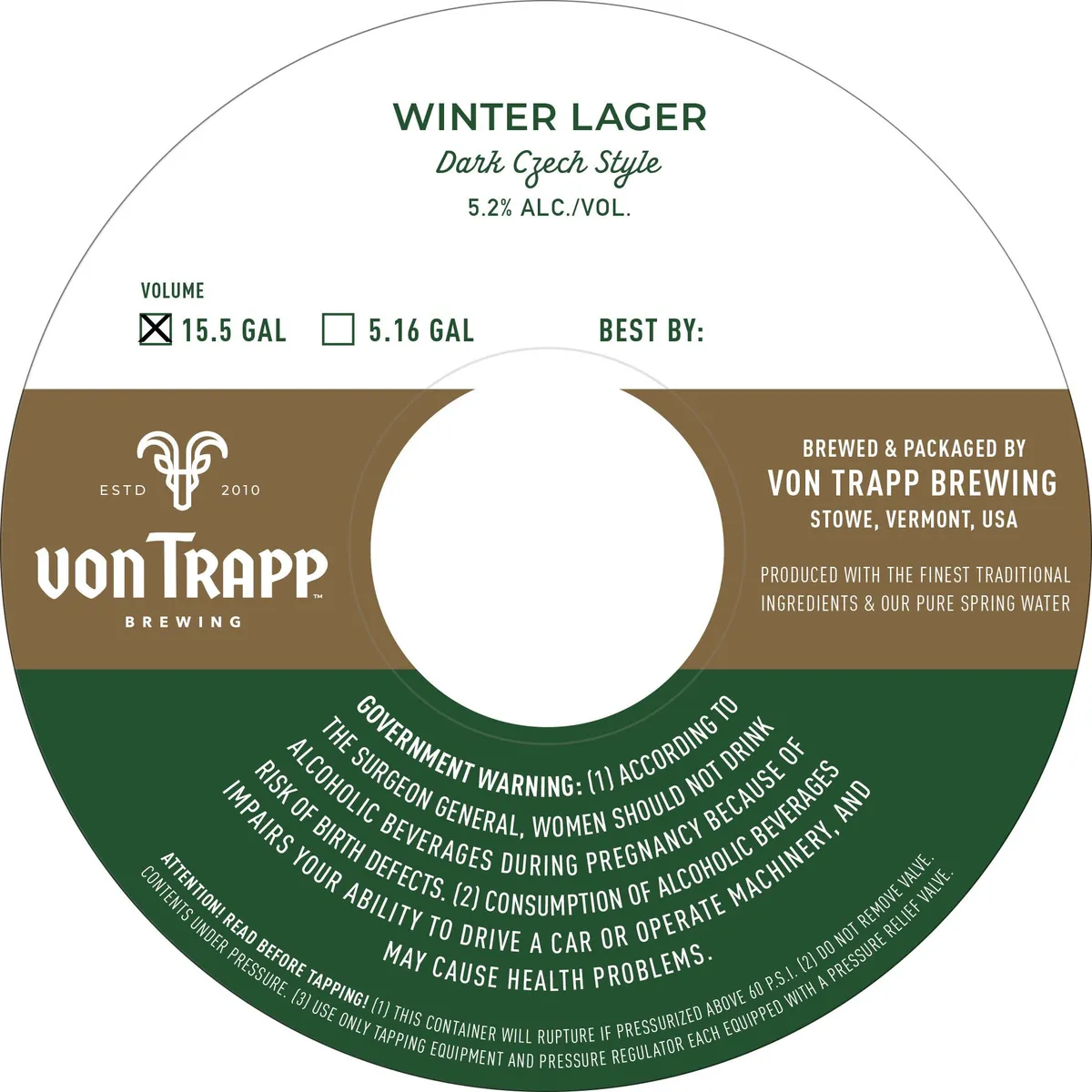 Winter Lager label art — VON TRAPP BREWING