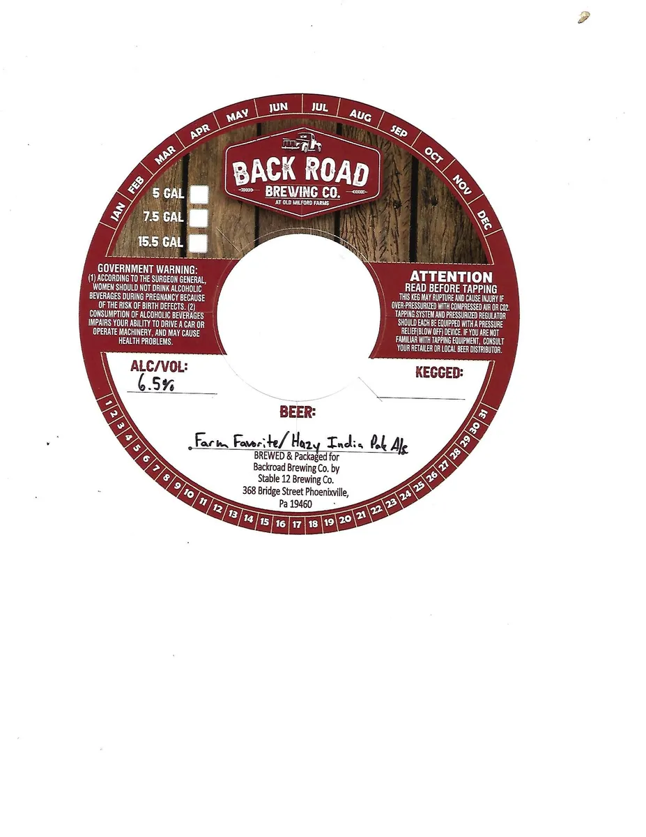 Farm Favorite Hazy India Pale Ale — full label as filed with TTB