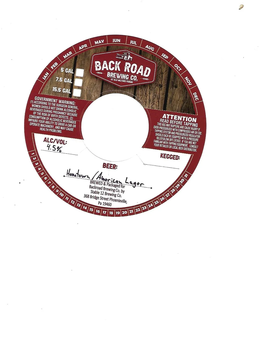 Hometown American Lager — full label as filed with TTB