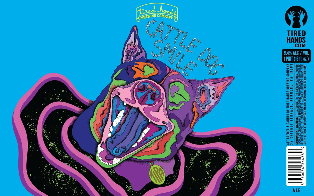 Cattle Dog Smile label art — TIRED HANDS BREWING COMPANY