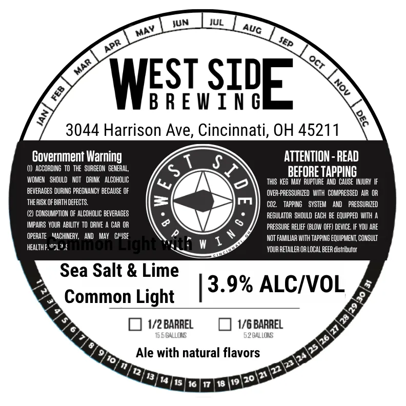 Sea Salt & Lime Common Light — full label as filed with TTB