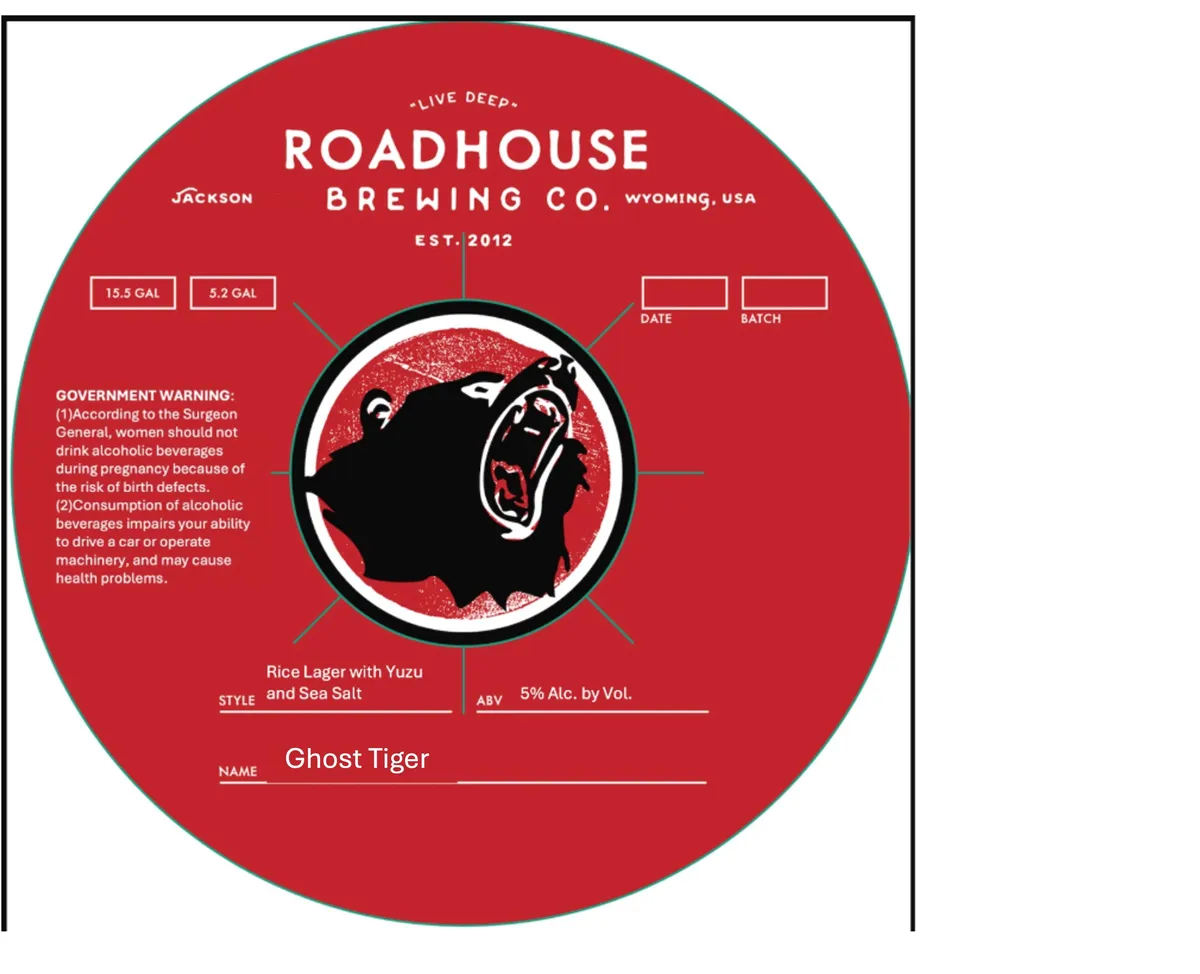 Ghost Tiger label art — ROADHOUSE BREWING CO