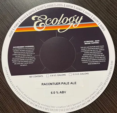 Racontuer Pale Ale label