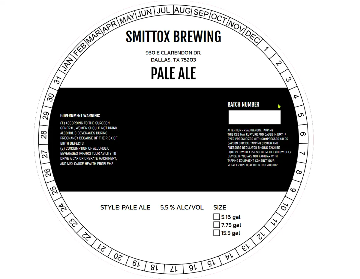Pale Ale — full label as filed with TTB