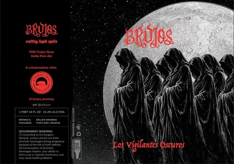Los Vigilantes Oscuros label art — BRUJOS BREWING