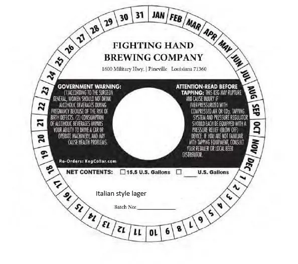 Italian Style Lager — full label as filed with TTB