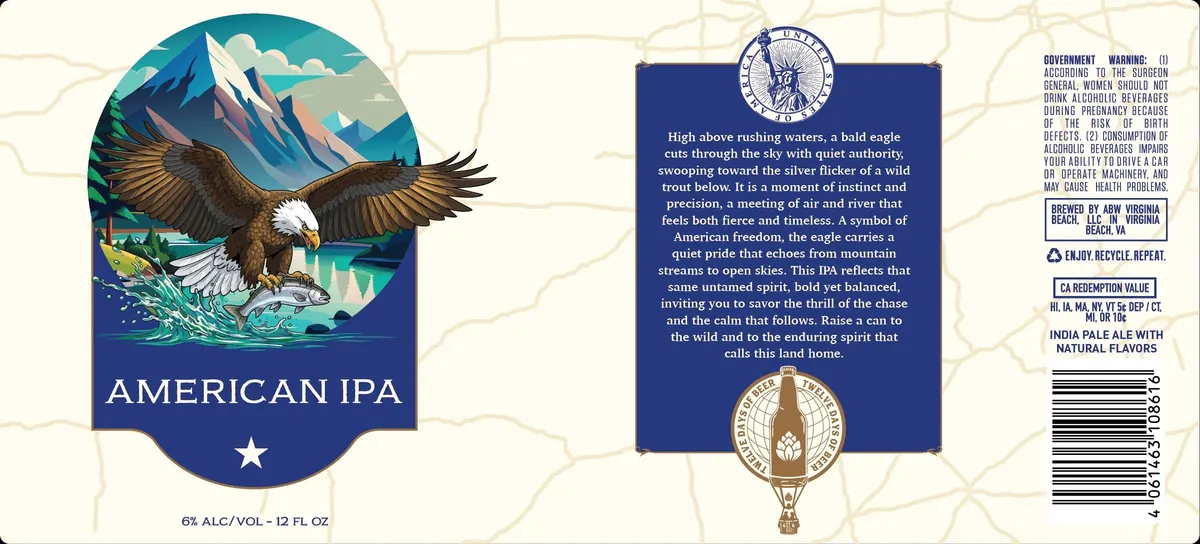 American IPA label art — ABW VIRGINIA BEACH, LLC