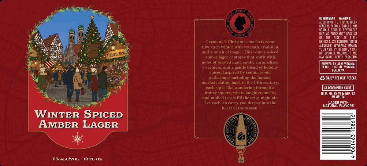 Winter Spiced Amber Lager label art — ABW VIRGINIA BEACH, LLC