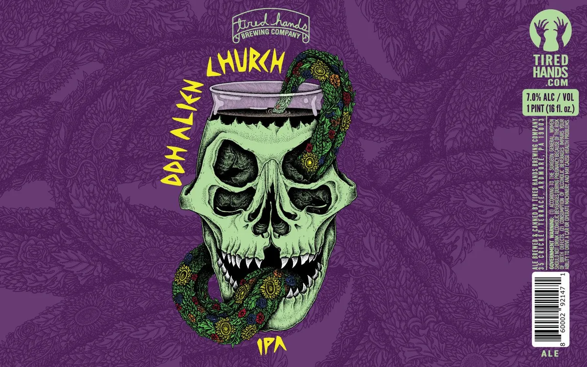 DDH Alien Church label art — TIRED HANDS BREWING