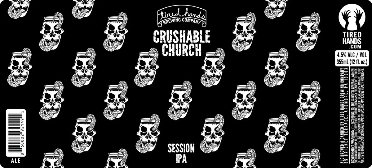 Crushable Church label art — TIRED HANDS BREWING COMPANY