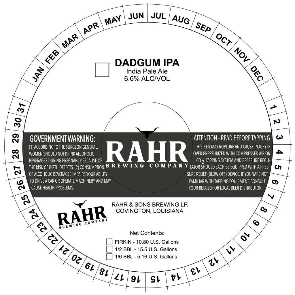 Dadgum IPA — full label as filed with TTB