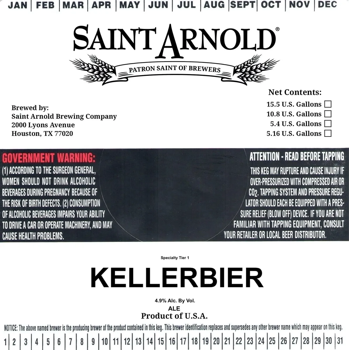 Kellerbier — full label as filed with TTB