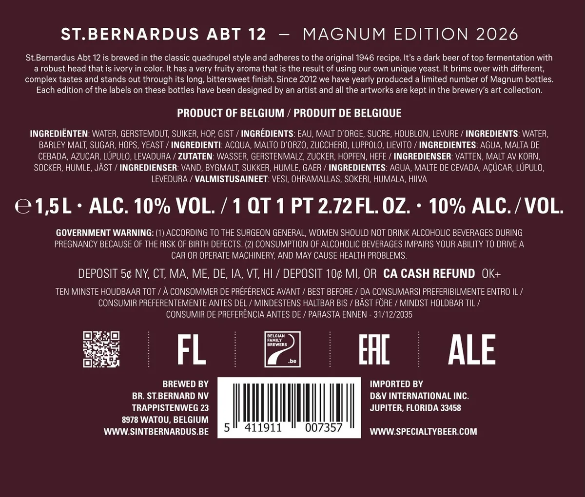 St. Bernardus Abt 12 – Magnum Edition 2026 label art — ST BERNARDUS