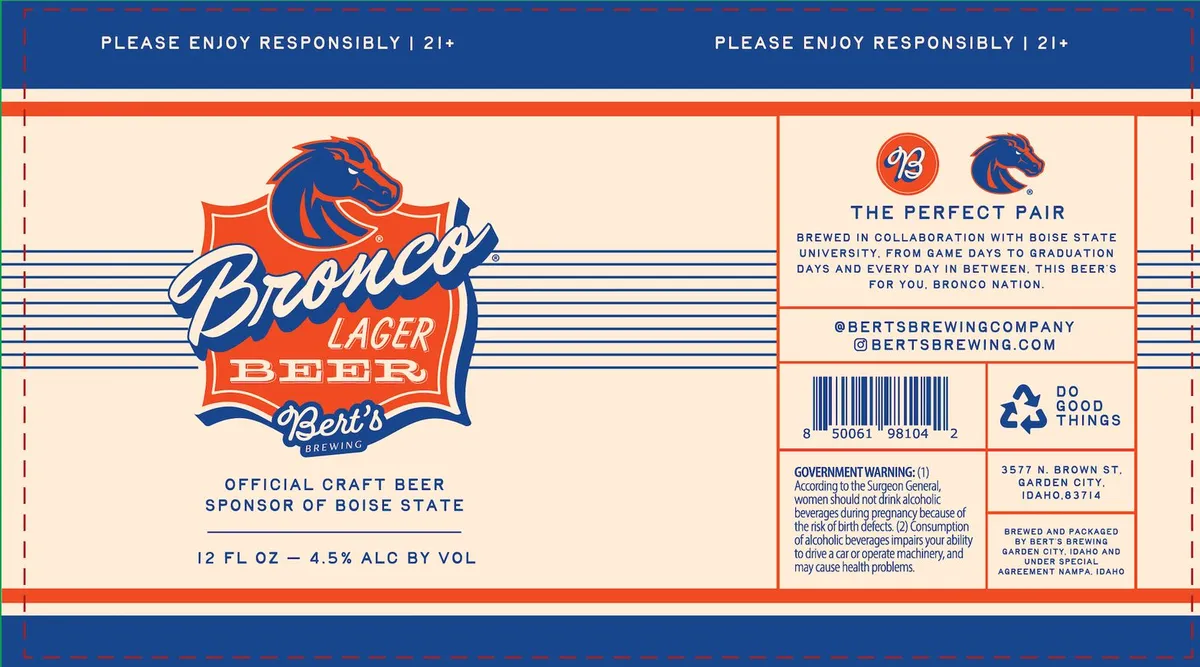 Bronco Lager Beer — full label as filed with TTB